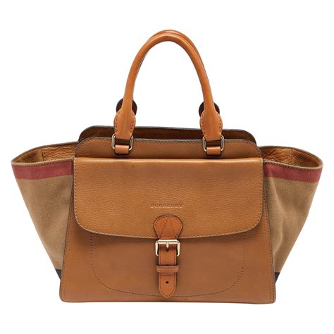 house check canvas and leather medium harcourt tote 